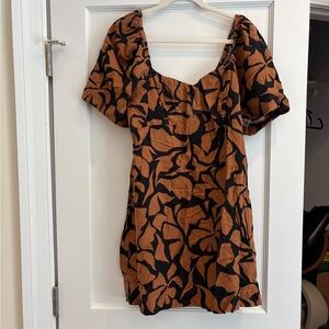 A New Day Orange Puff Sleeve Mini Sundress